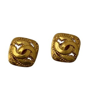 CHANEL Gold Diamond Coco Mark Earrings